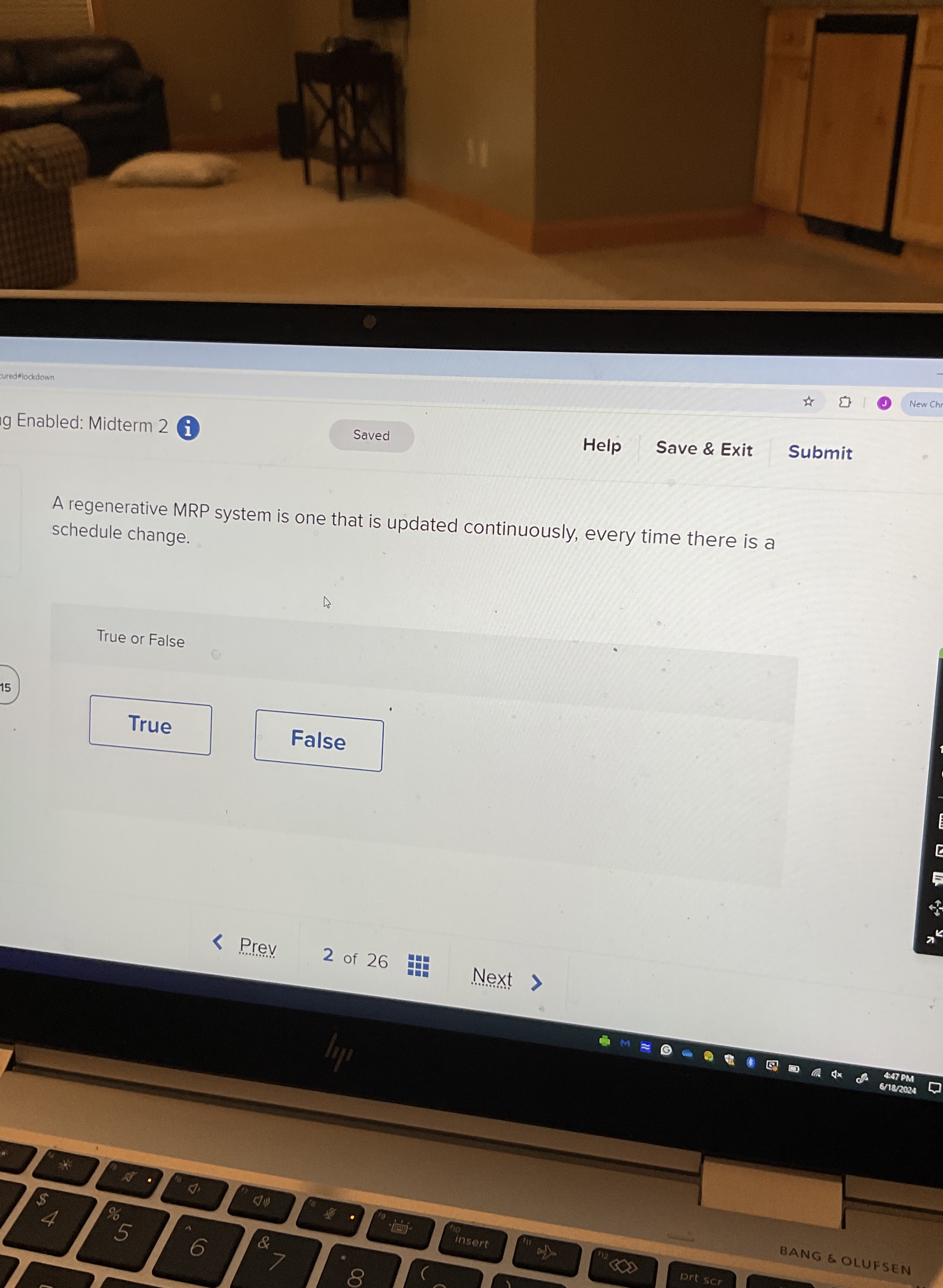  cured lockdown g Enabled: Midterm 2 i Help Save & Exit