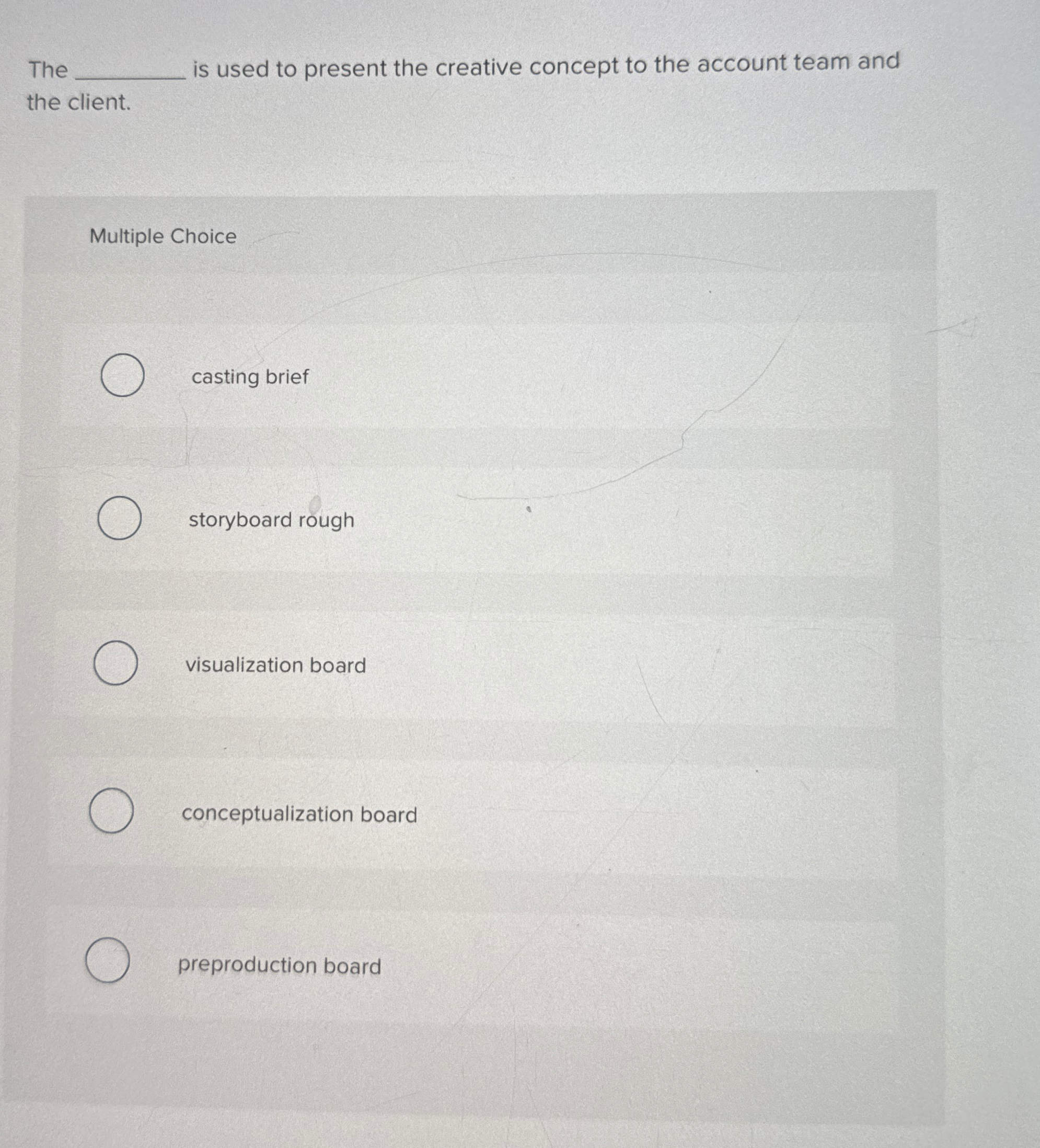  The q, is used to present the creative concept to the