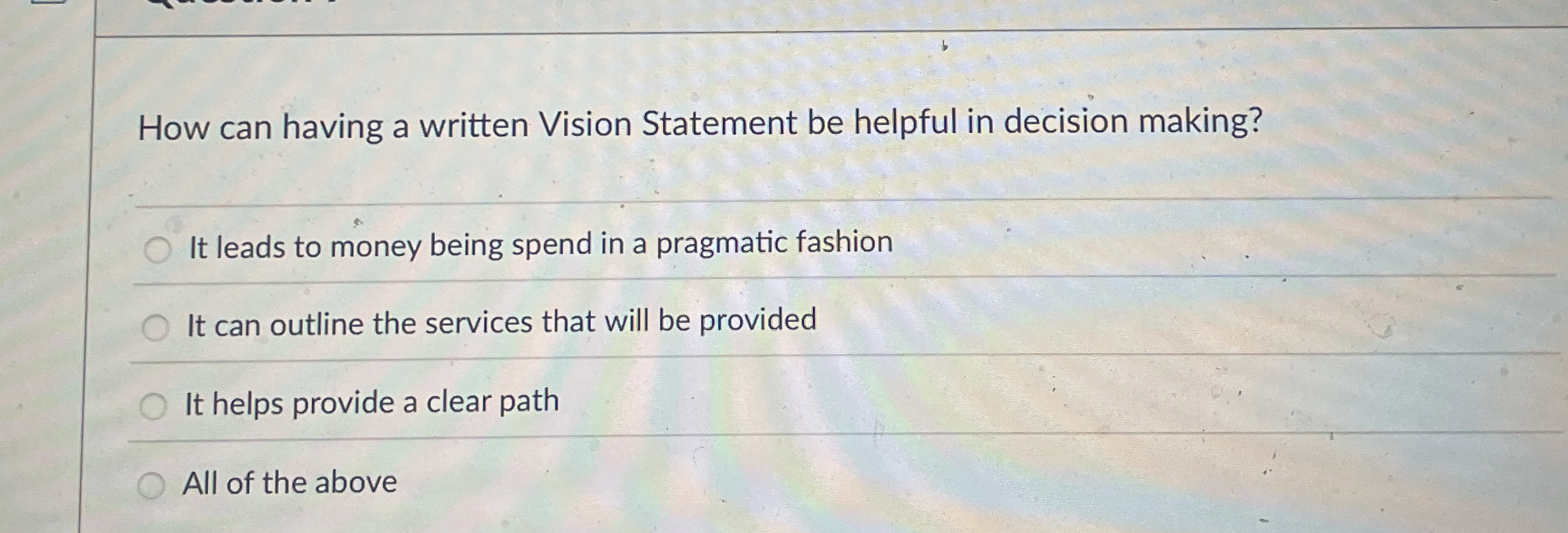  How can having a written Vision Statement be helpful in decision
