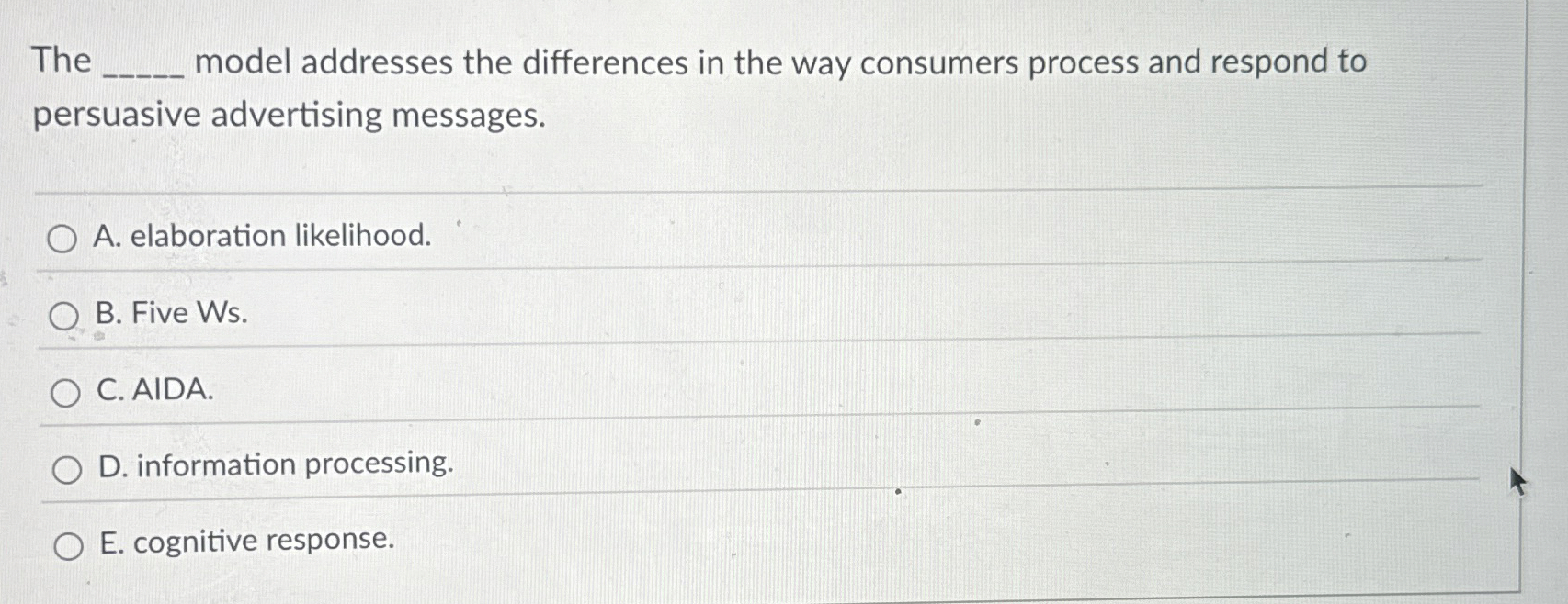  The model addresses the differences in the way consumers process and