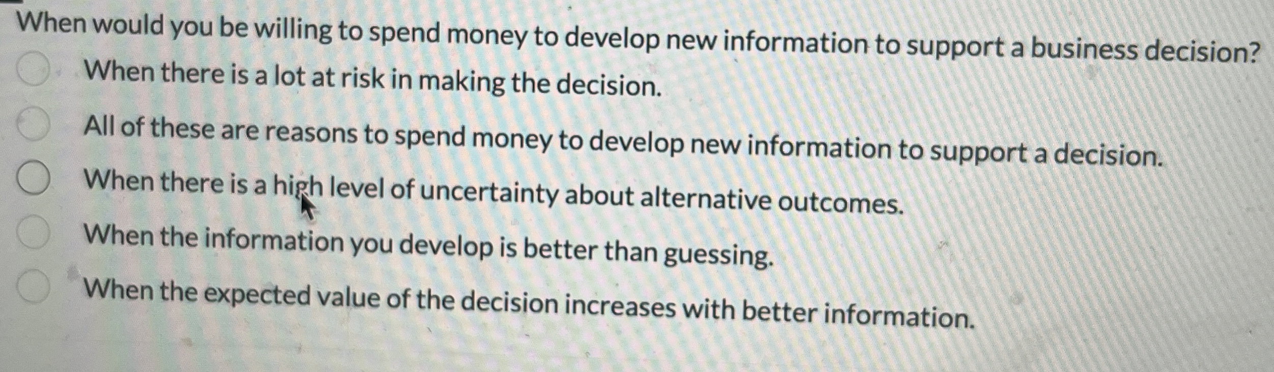  When would you be willing to spend money to develop new