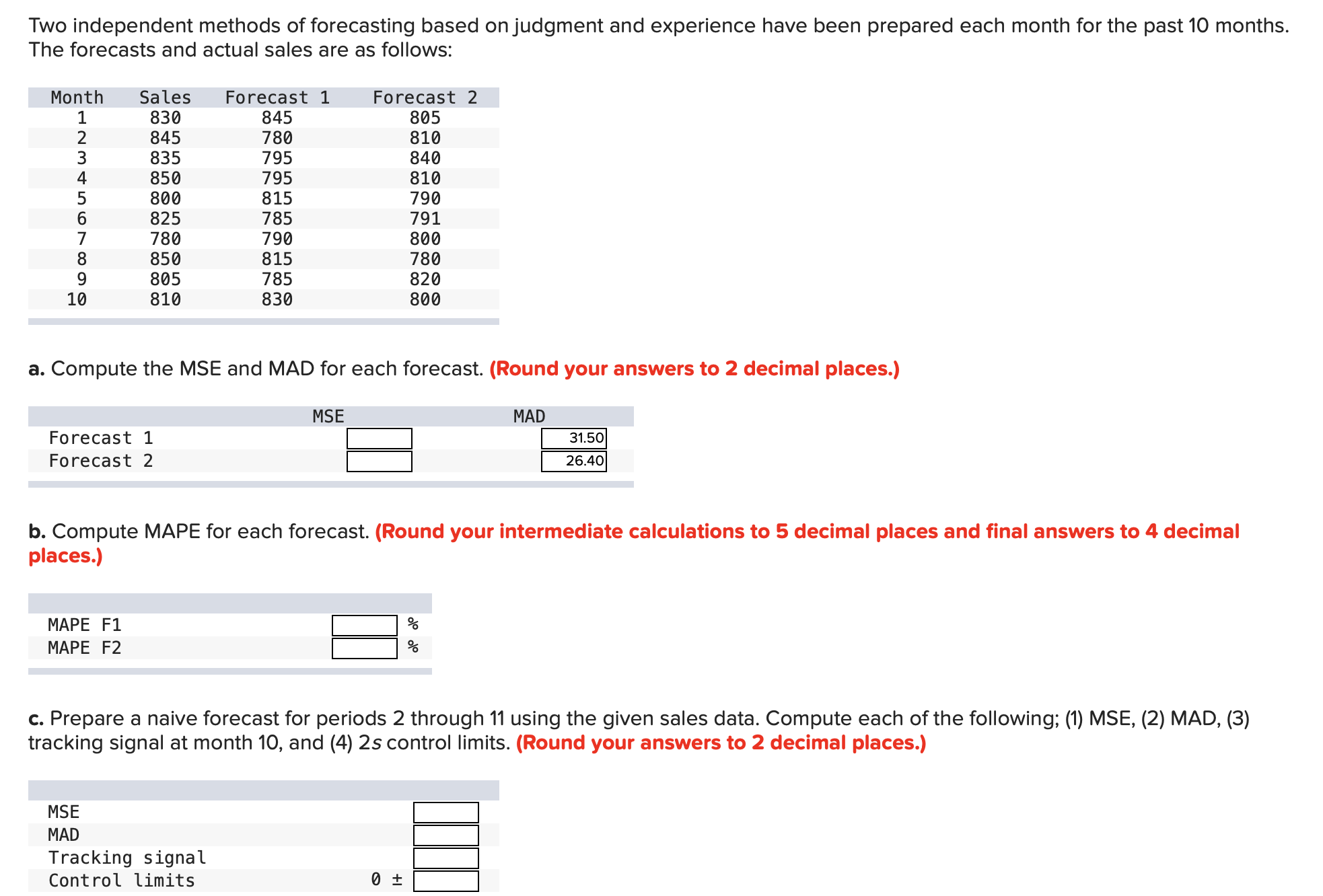  Two independent methods of forecasting based on judgment and experience have