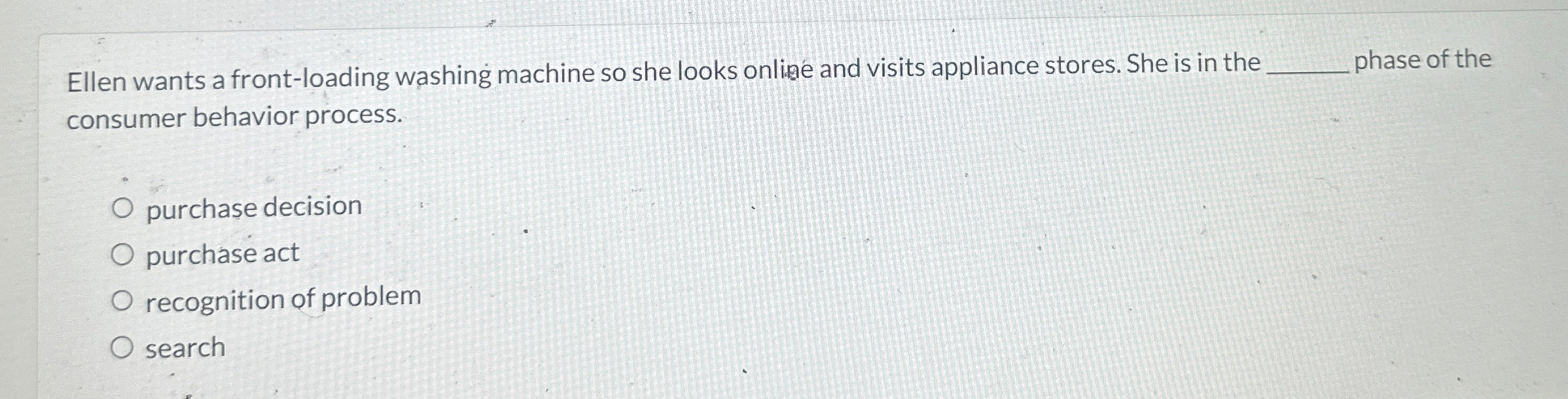  Ellen wants a front-loading washing machine so she looks online and