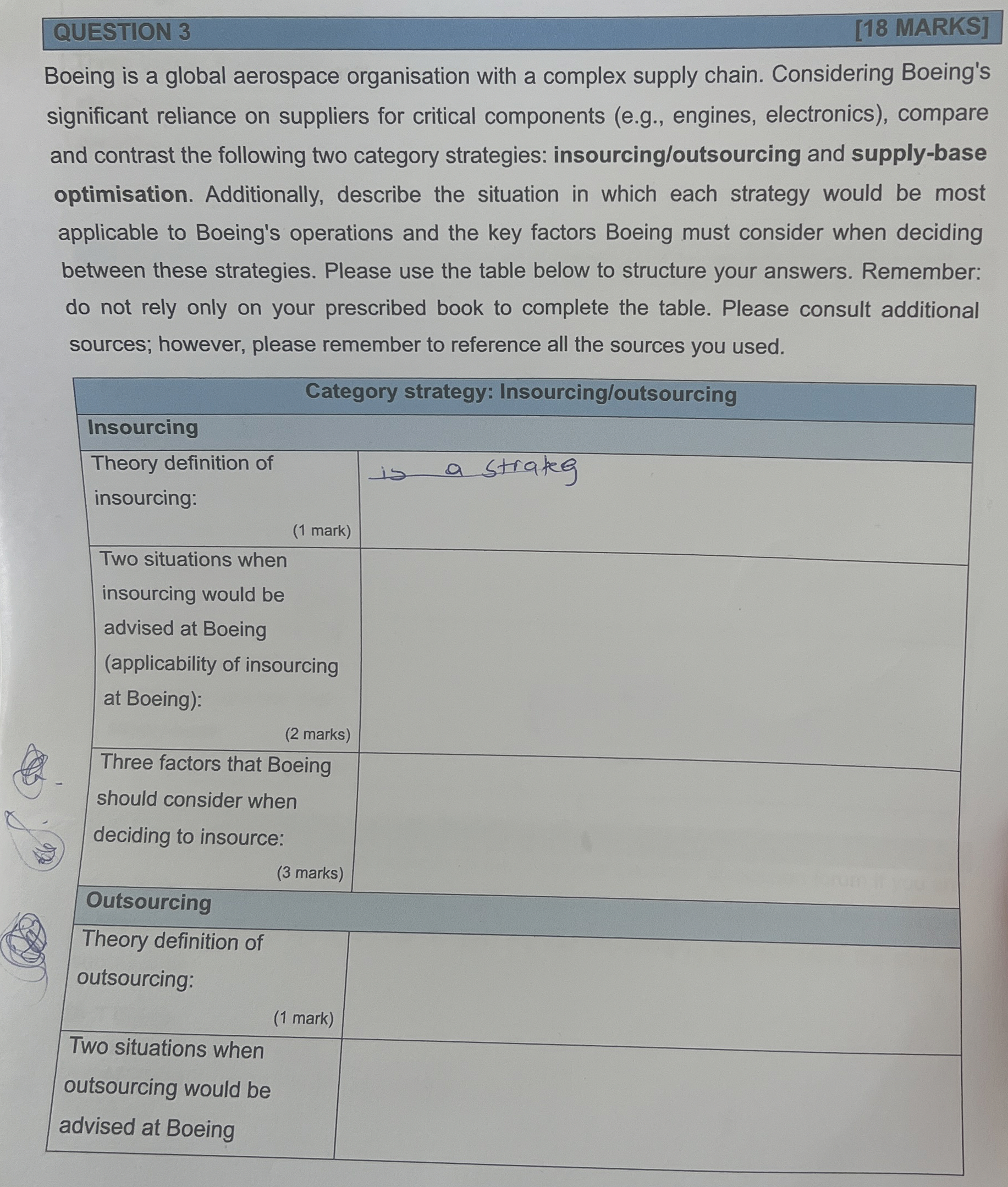  QUESTION 3 [18 MARKS] Boeing is a global aerospace organisation with