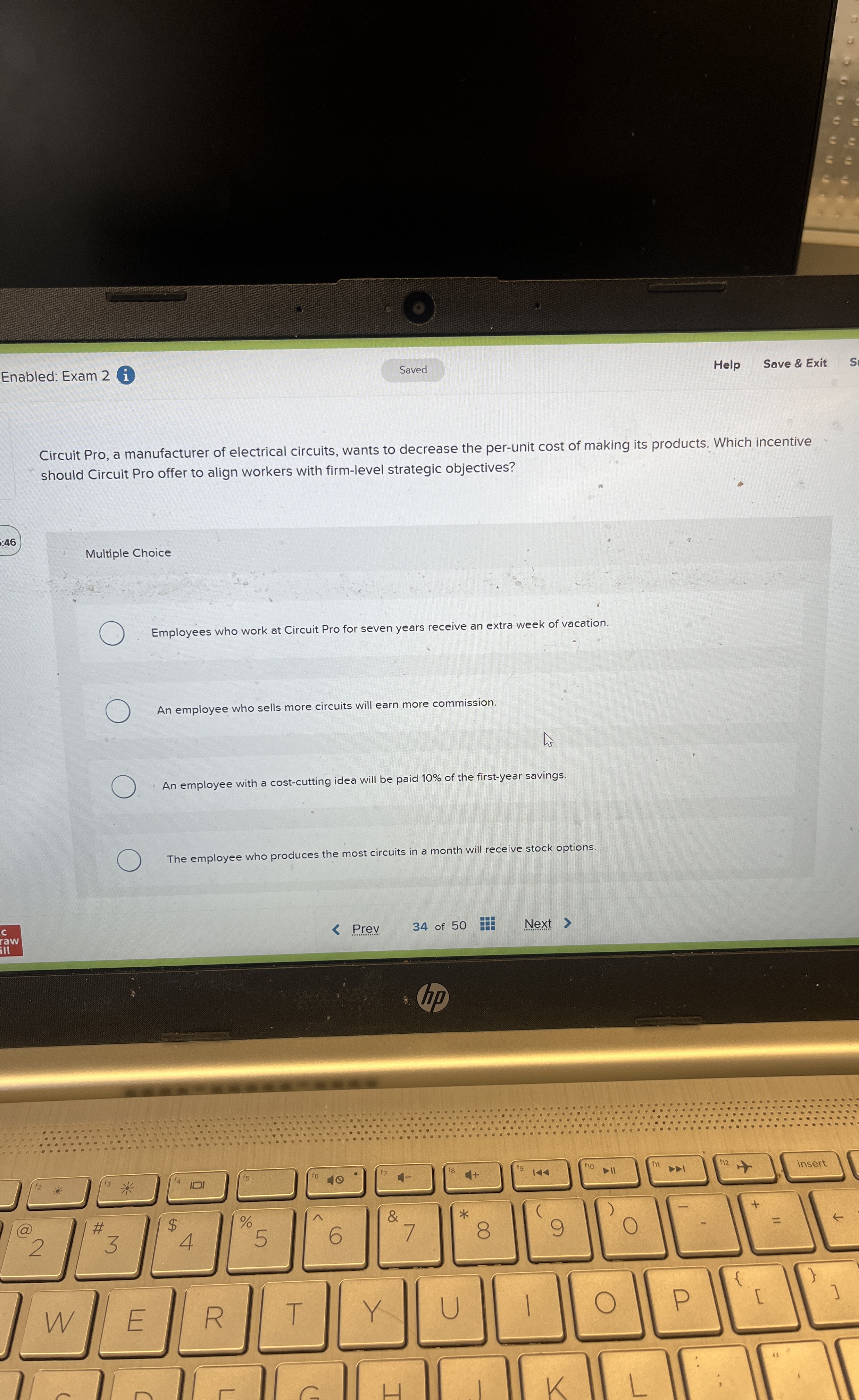  Enabled: Exam 2 i Help Save & Exit Circuit Pro, a
