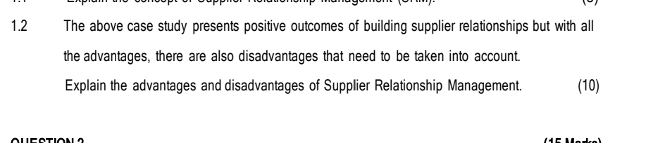  1.2 The above case study presents positive outcomes of building supplier