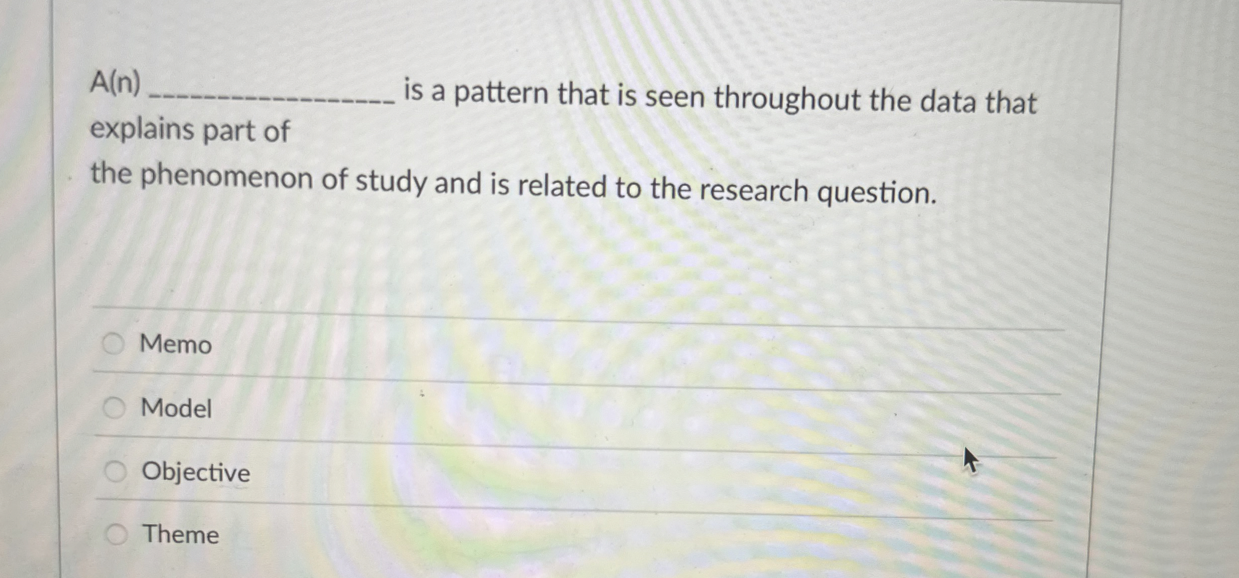  A(n) is a pattern that is seen throughout the data that