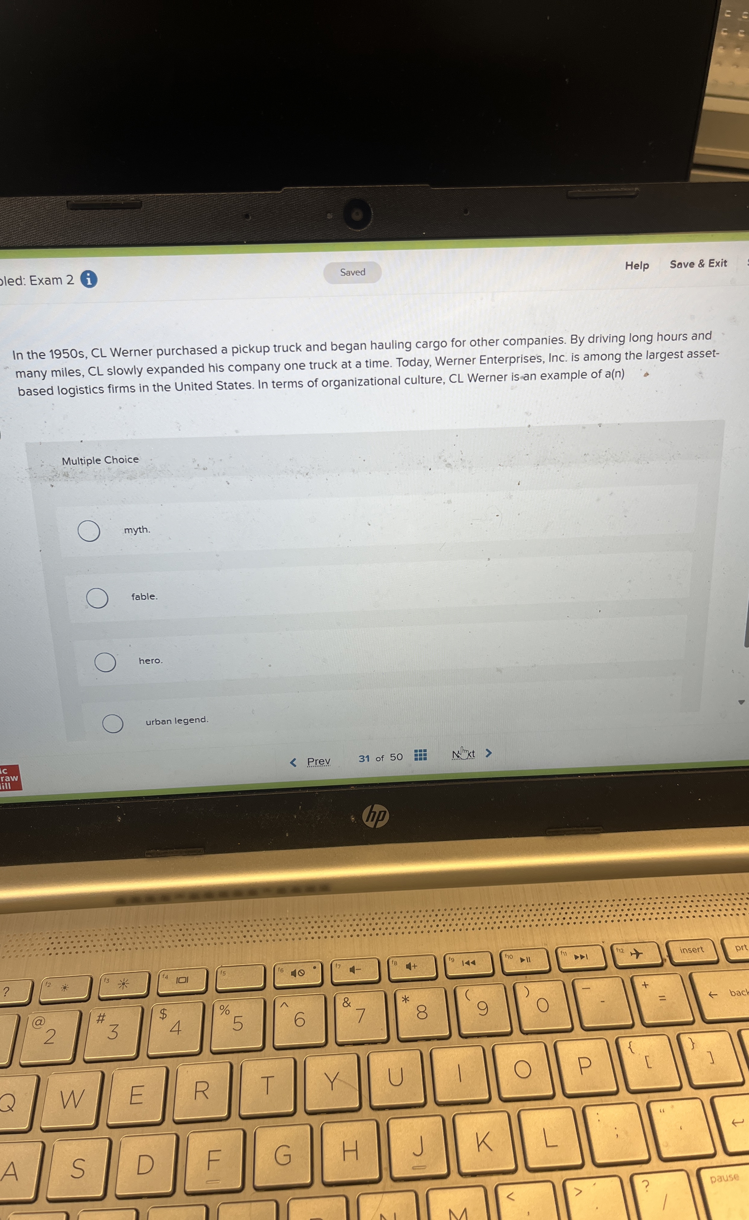  oled: Exam 2 Help Save & Exit In the 1950s, CL