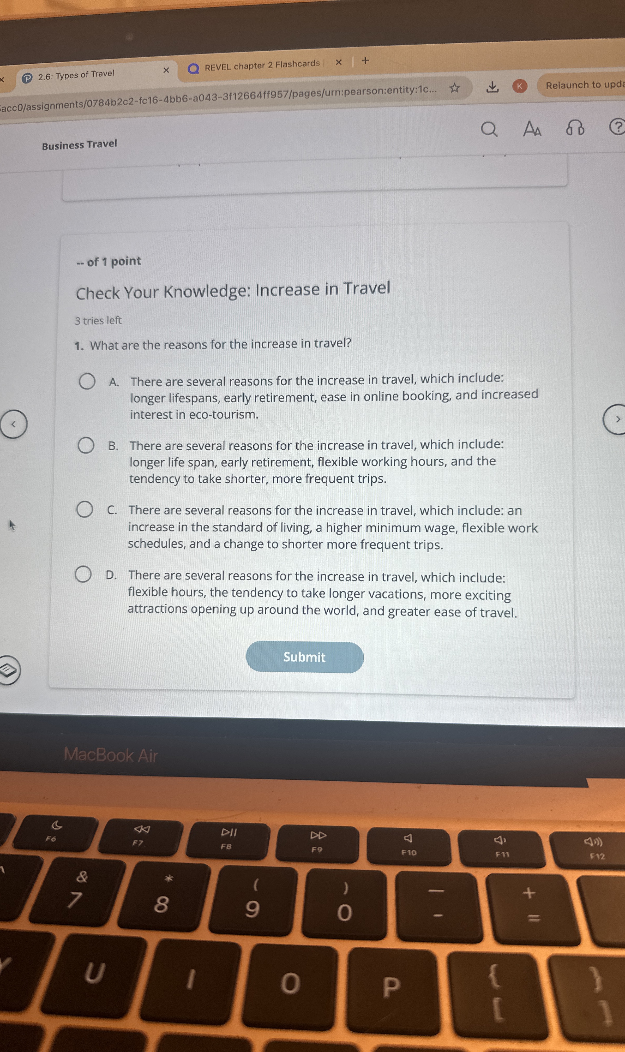 -- of 1 point Check Your Knowledge: Increase in Travel 3