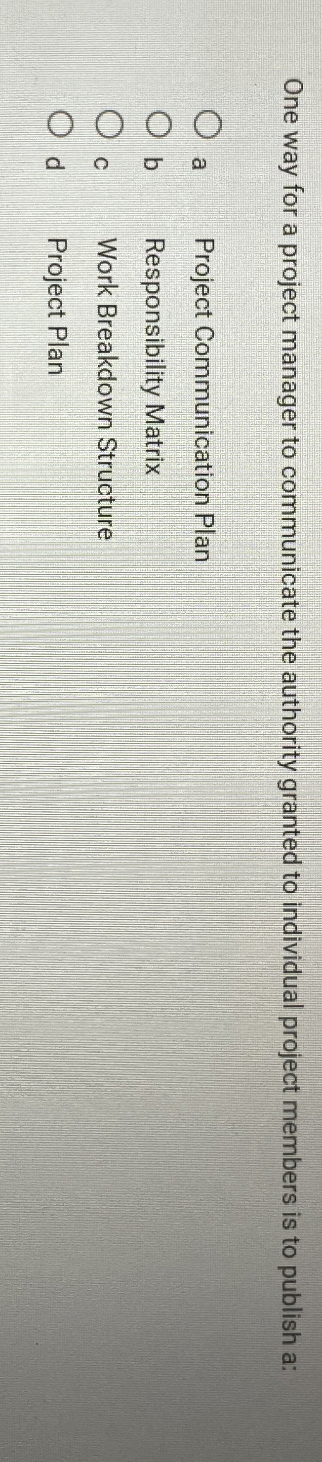  One way for a project manager to communicate the authority granted