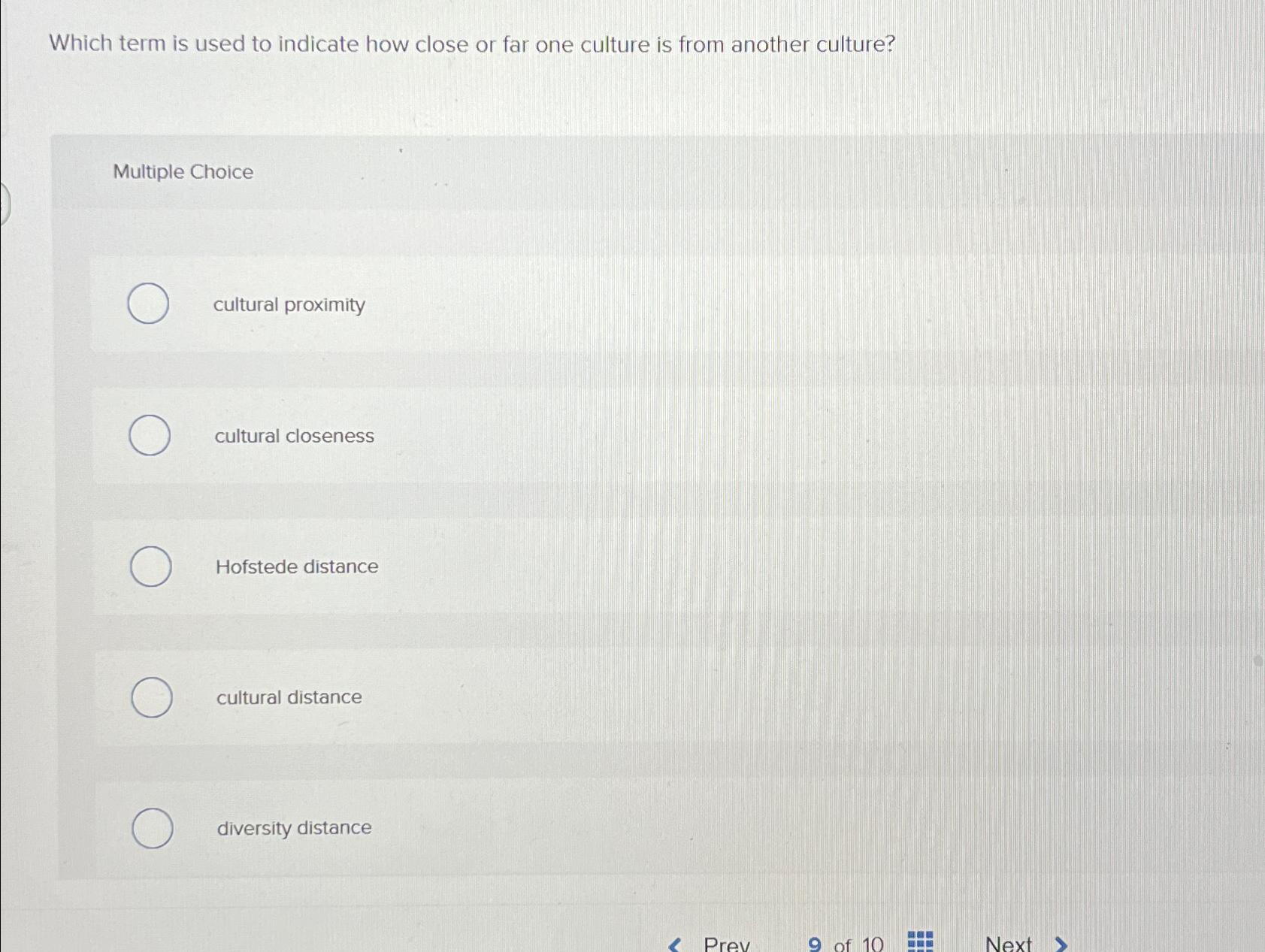  Which term is used to indicate how close or far one