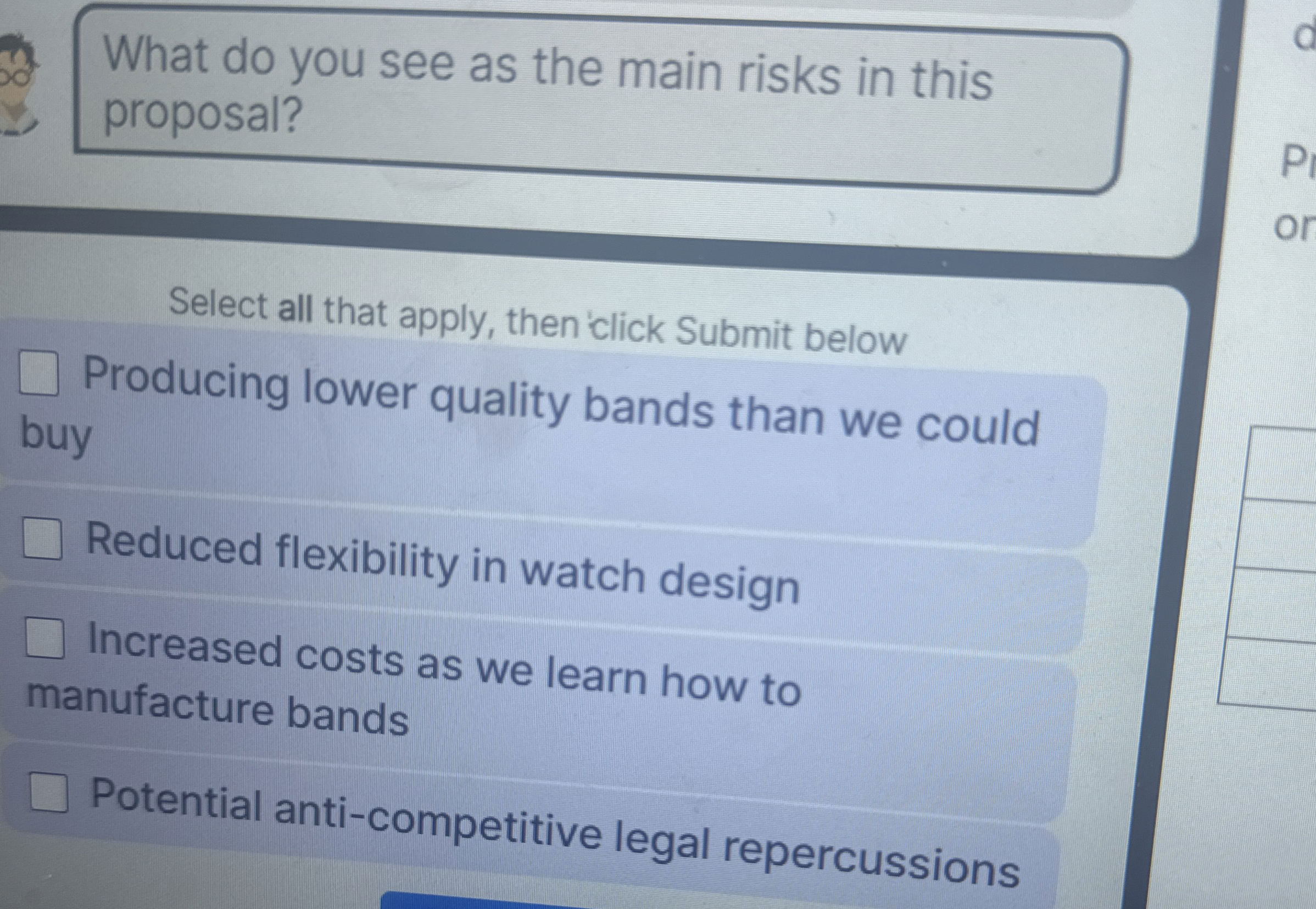  What do you see as the main risks in this proposal?