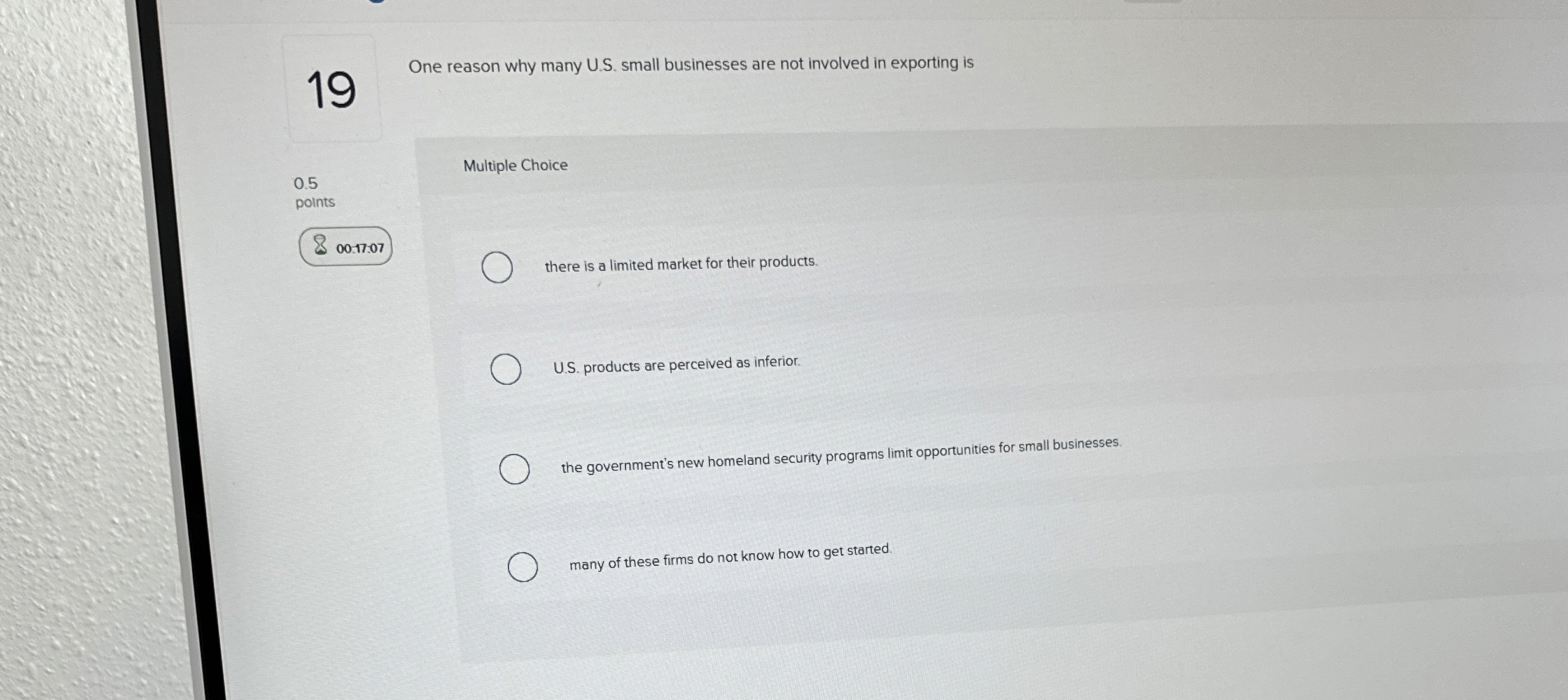  19 One reason why many U.S. small businesses are not involved