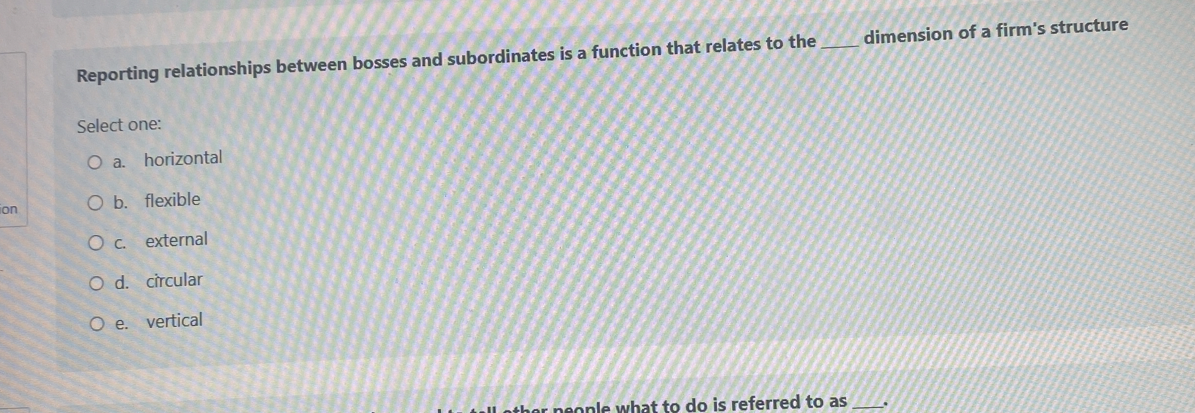  Reporting relationships between bosses and subordinates is a function that relates