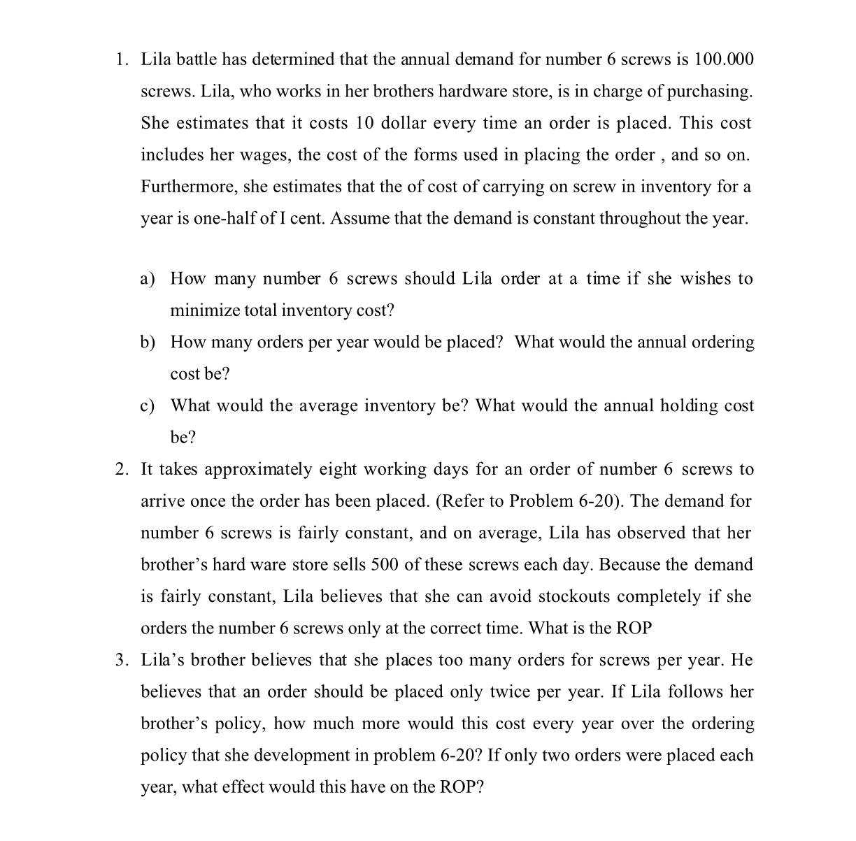  Calculate these problems and show the calculation 