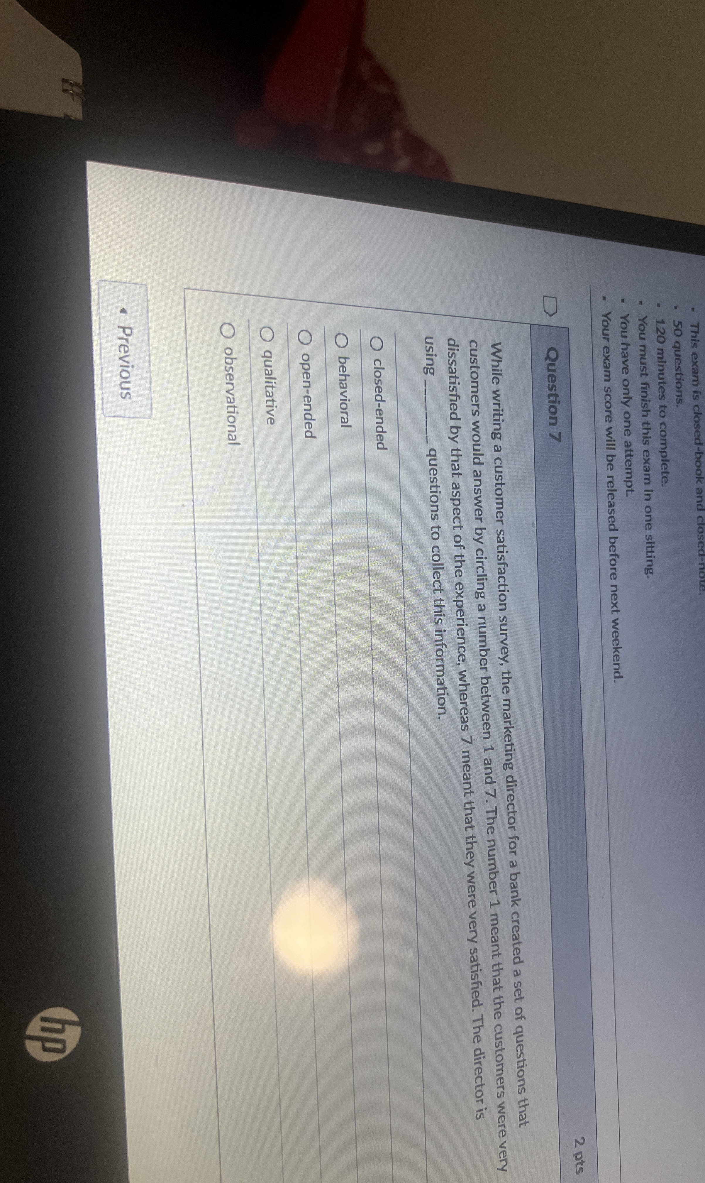  This exam is closed-book and closed-note. 50 questions. 120 minutes to