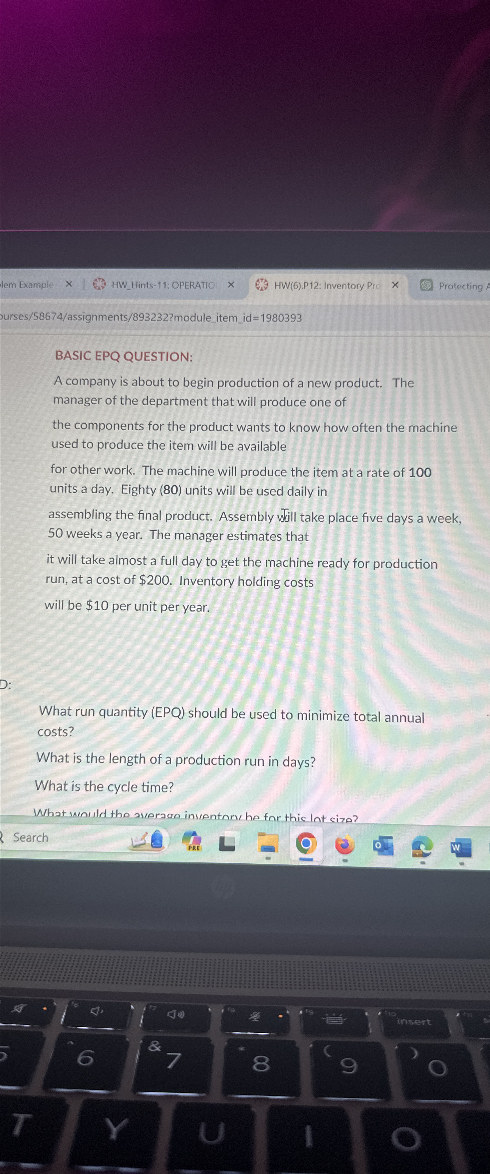  lem Example HW_Hints-11: OPERATIC HW(6).P12: Inventory Pro Protecting purses/58674/assignments/893232?module_item_id=1980393 BASIC EPQ