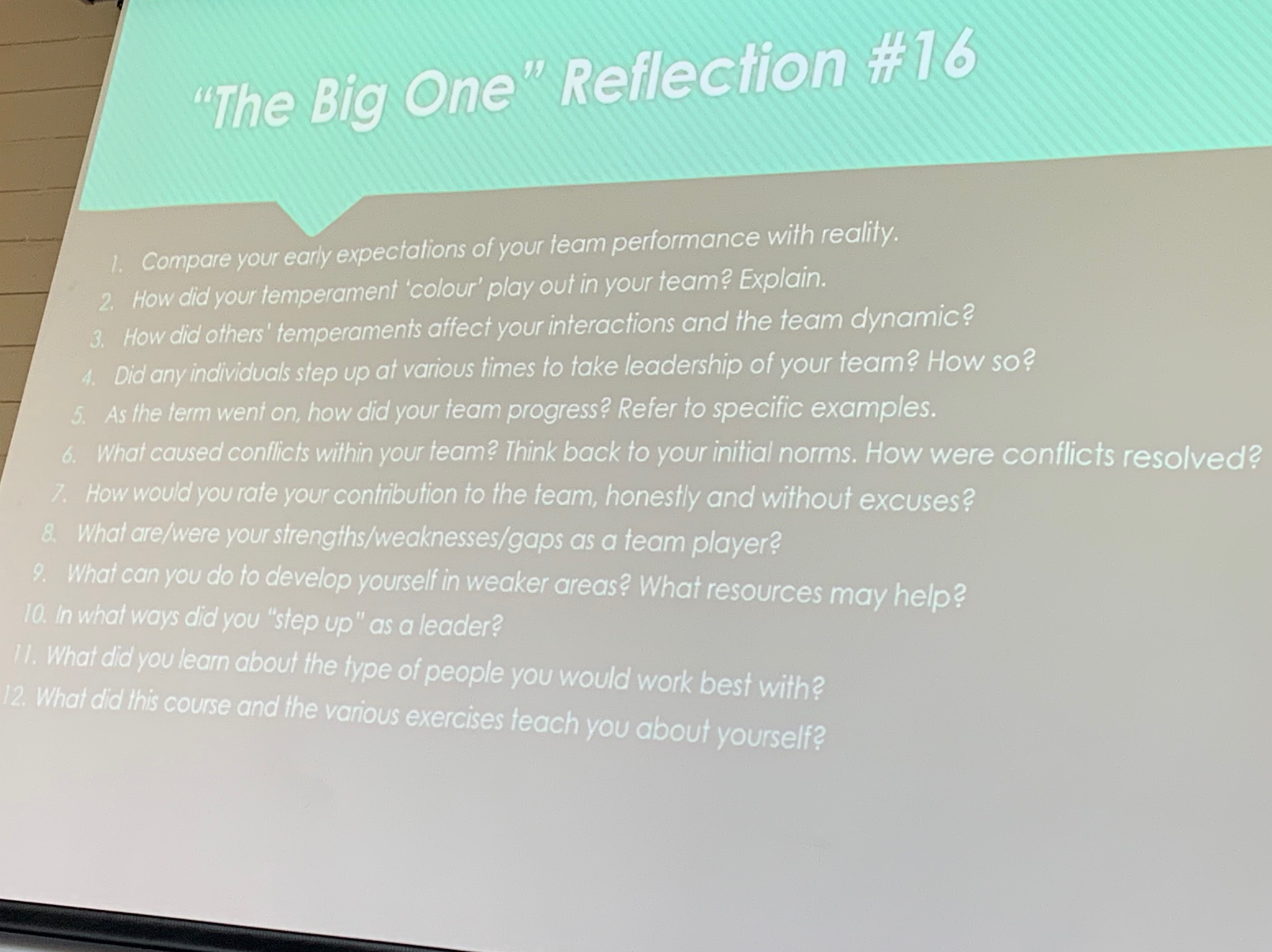  "The Big One" Retlection "1.6 Compare your early expectations of your