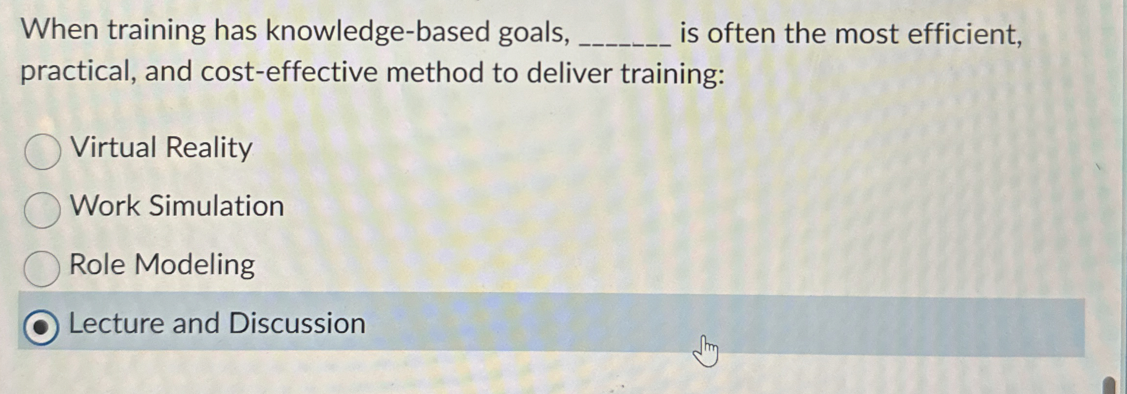  When training has knowledge-based goals, q, is often the most efficient,