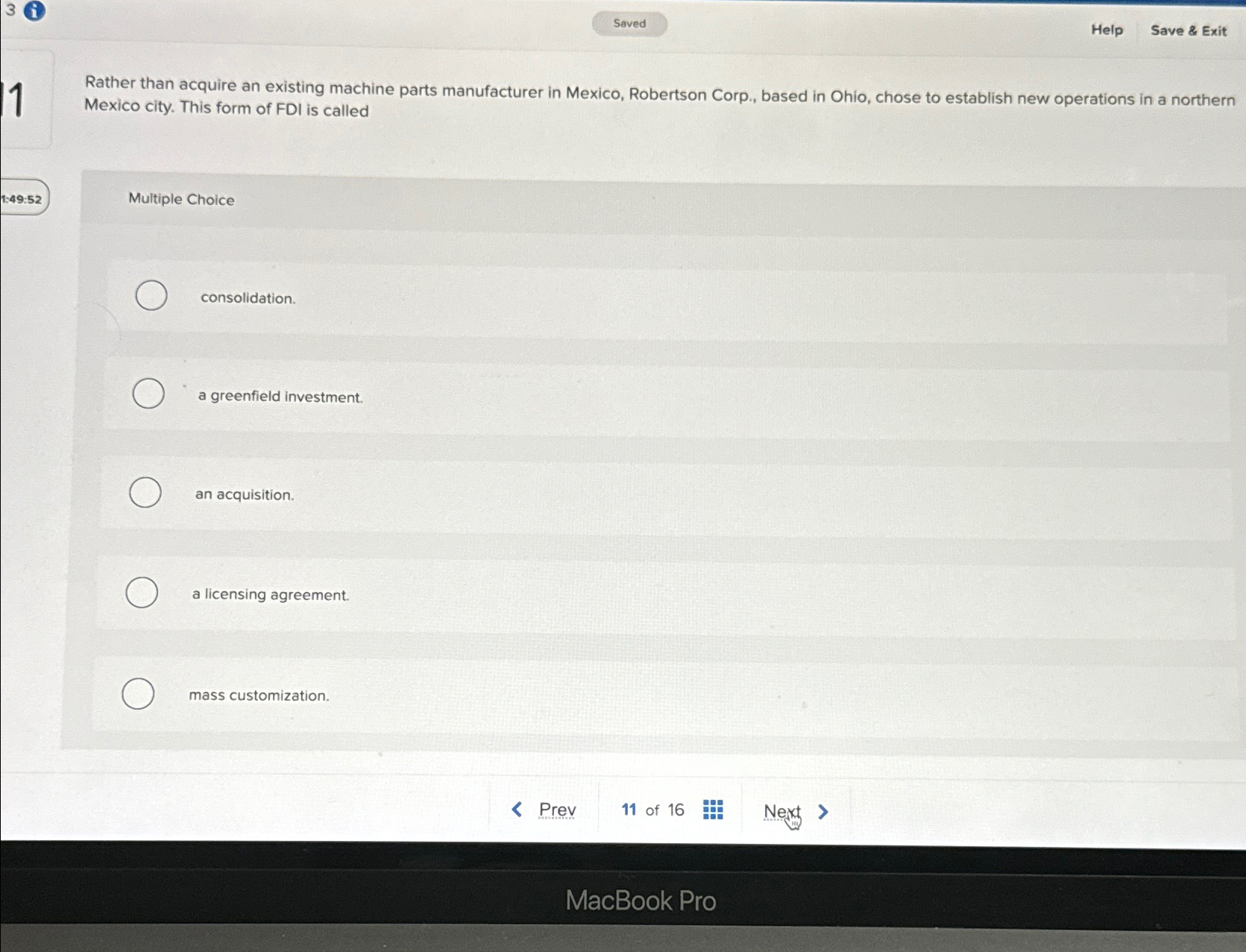  3 i Help Save & Exit 1 Rather than acquire an