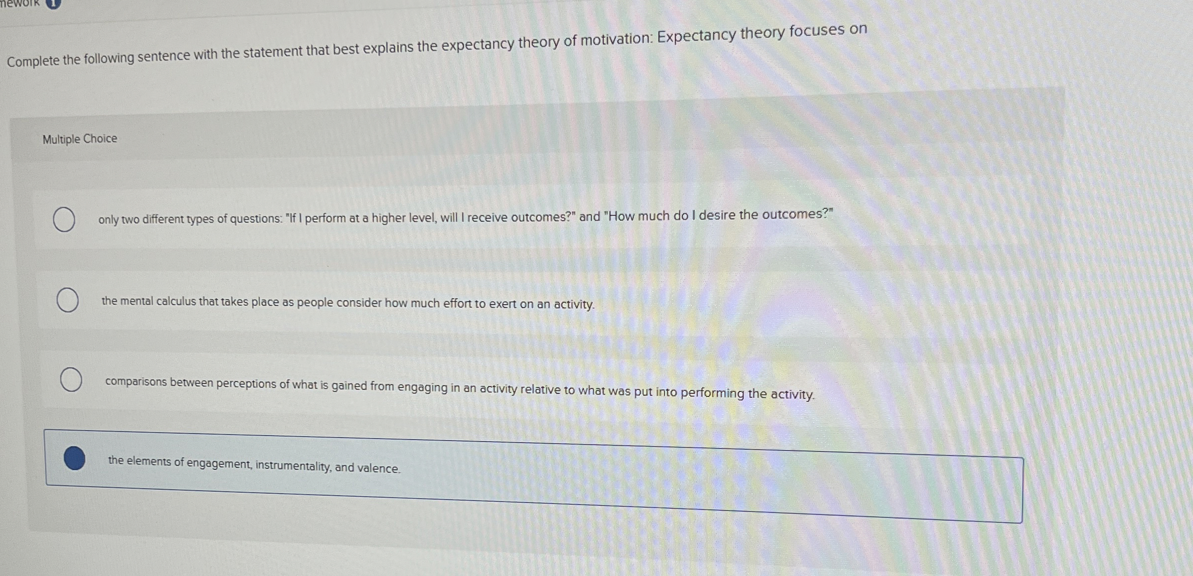  Complete the following sentence with the statement that best explains the