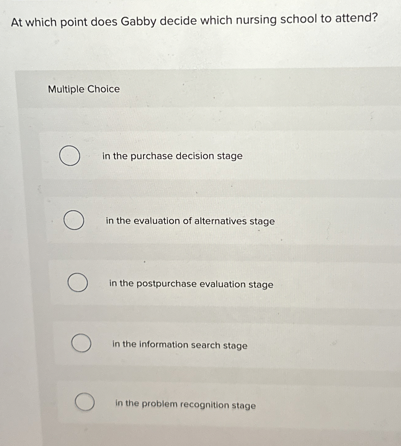  At which point does Gabby decide which nursing school to attend?