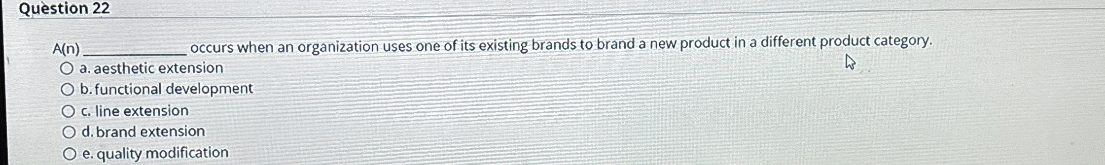  Question 22 A(n)q, occurs when an organization uses one of its