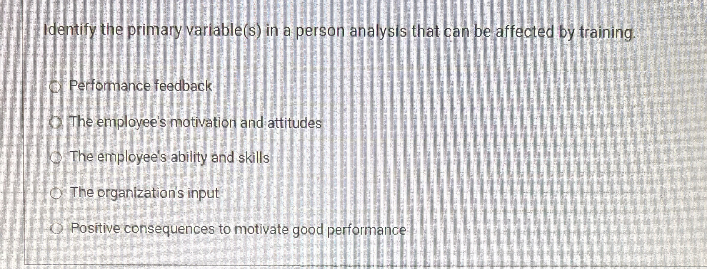  Identify the primary variable(s) in a person analysis that can be