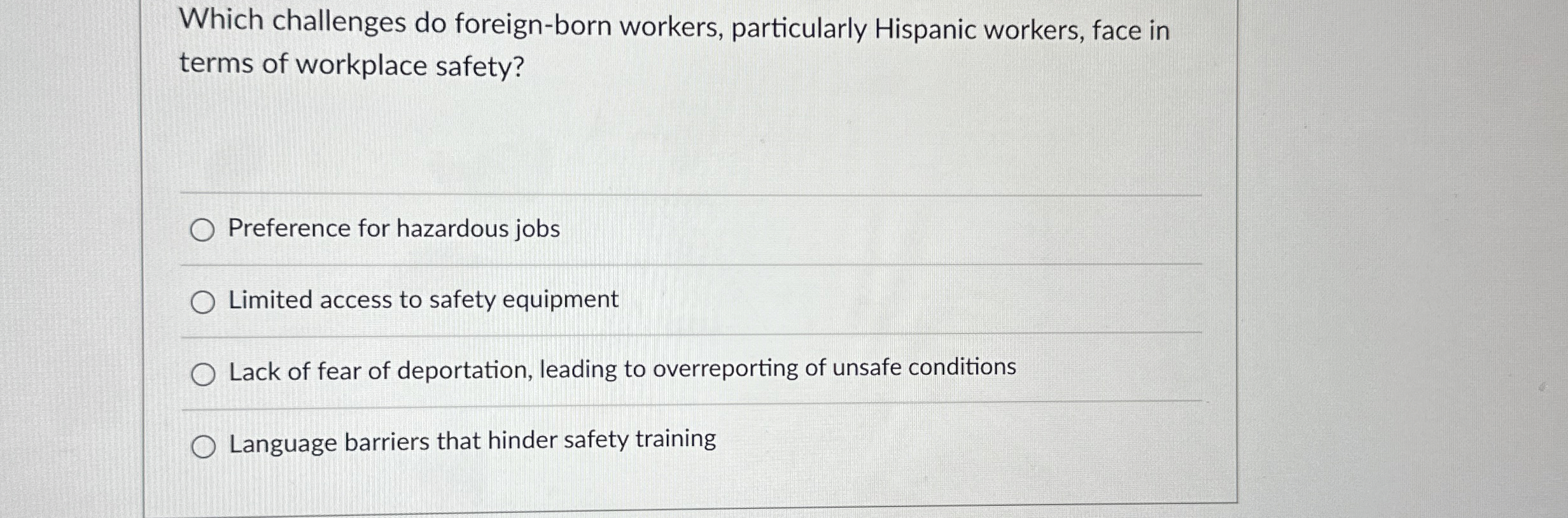  Which challenges do foreign-born workers, particularly Hispanic workers, face in terms