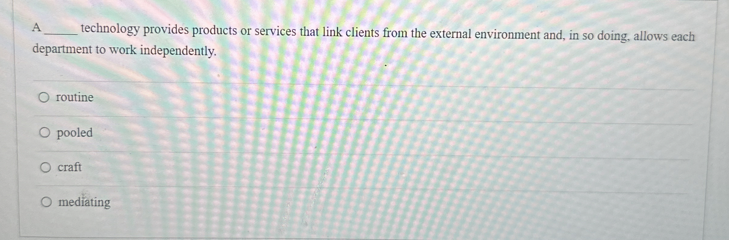  A technology provides products or services that link clients from the