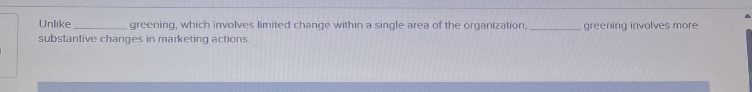  Unlike greening, which involves limited change within a single area of