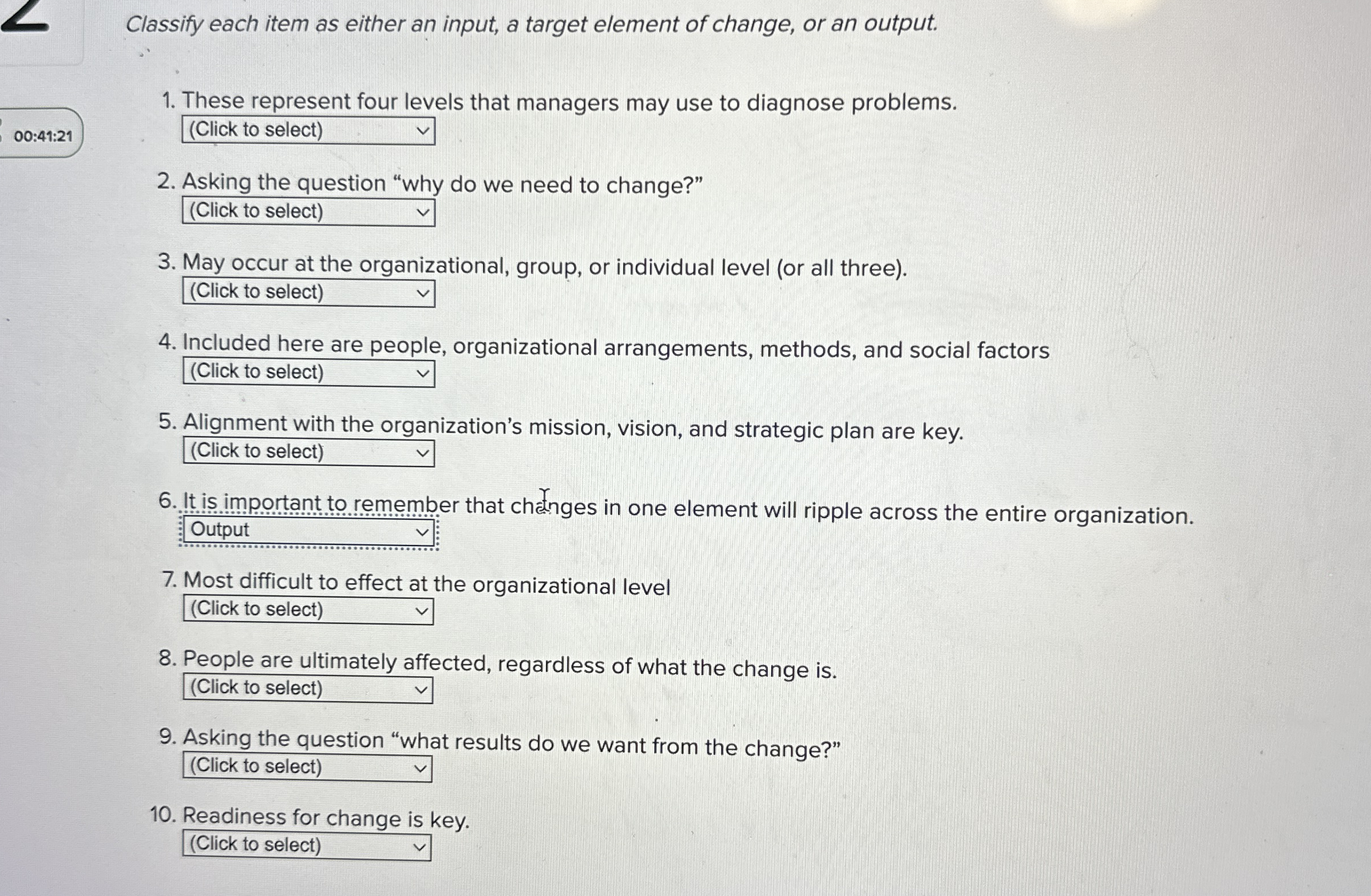  Classify each item as either an input, a target element of