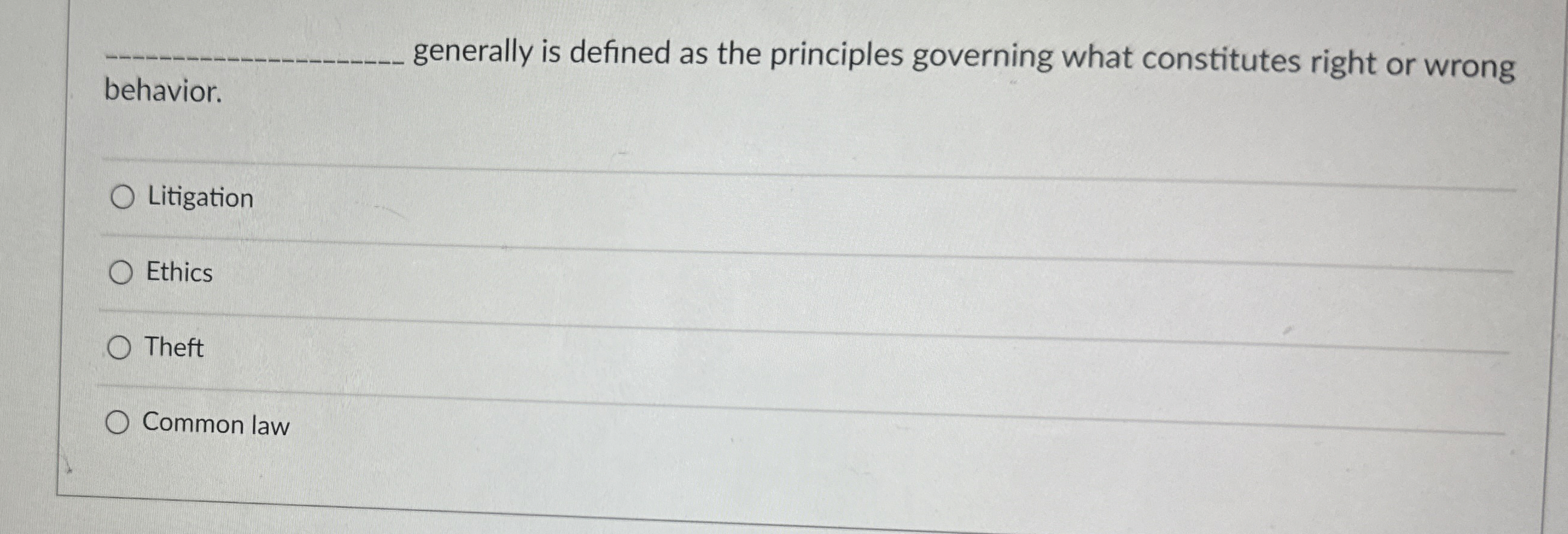  q, generally is defined as the principles governing what constitutes right