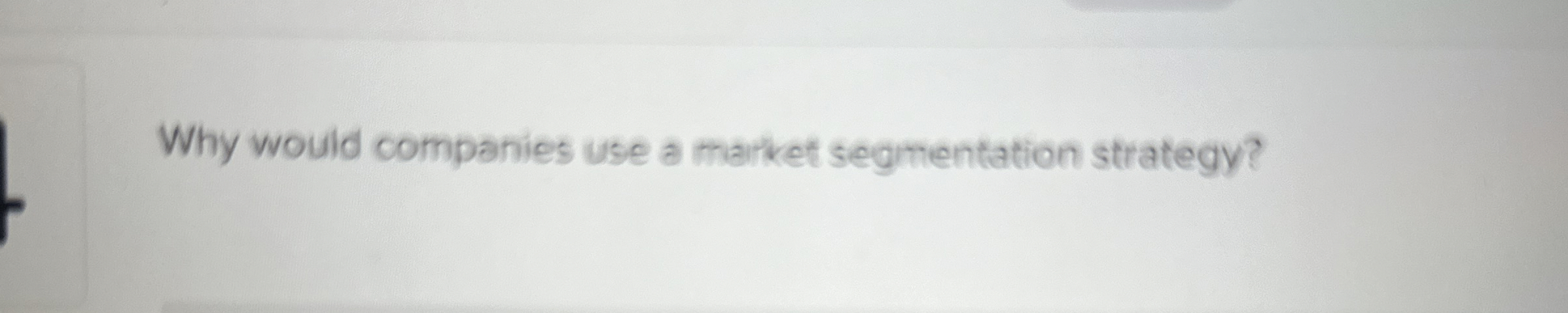  Why would companies use a market segmentation strategy? 
