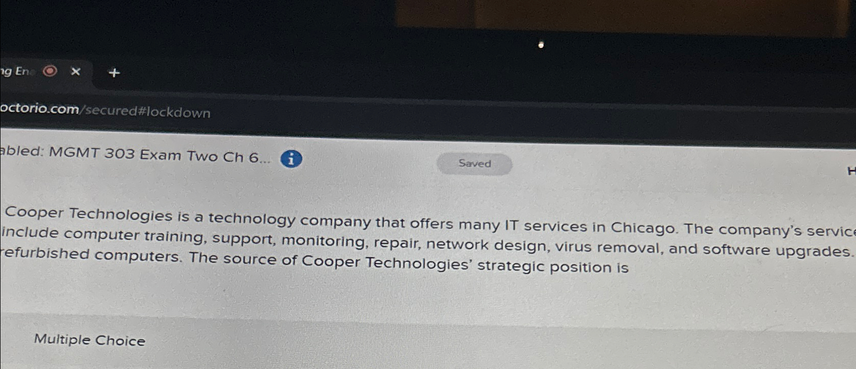  octorio.com/secured#lockdown abled: MGMT 303 Exam Two Ch 6dots i. Cooper Technologies
