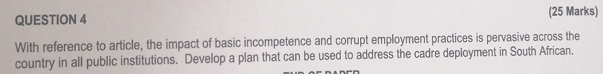  QUESTION 4 (25 Marks) With reference to article, the impact of