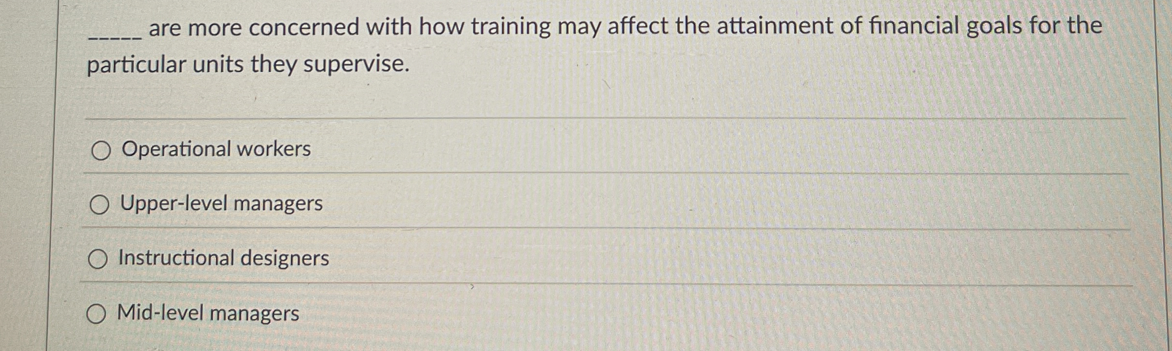  q, analysis involves determining the appropriateness of training, given the company's