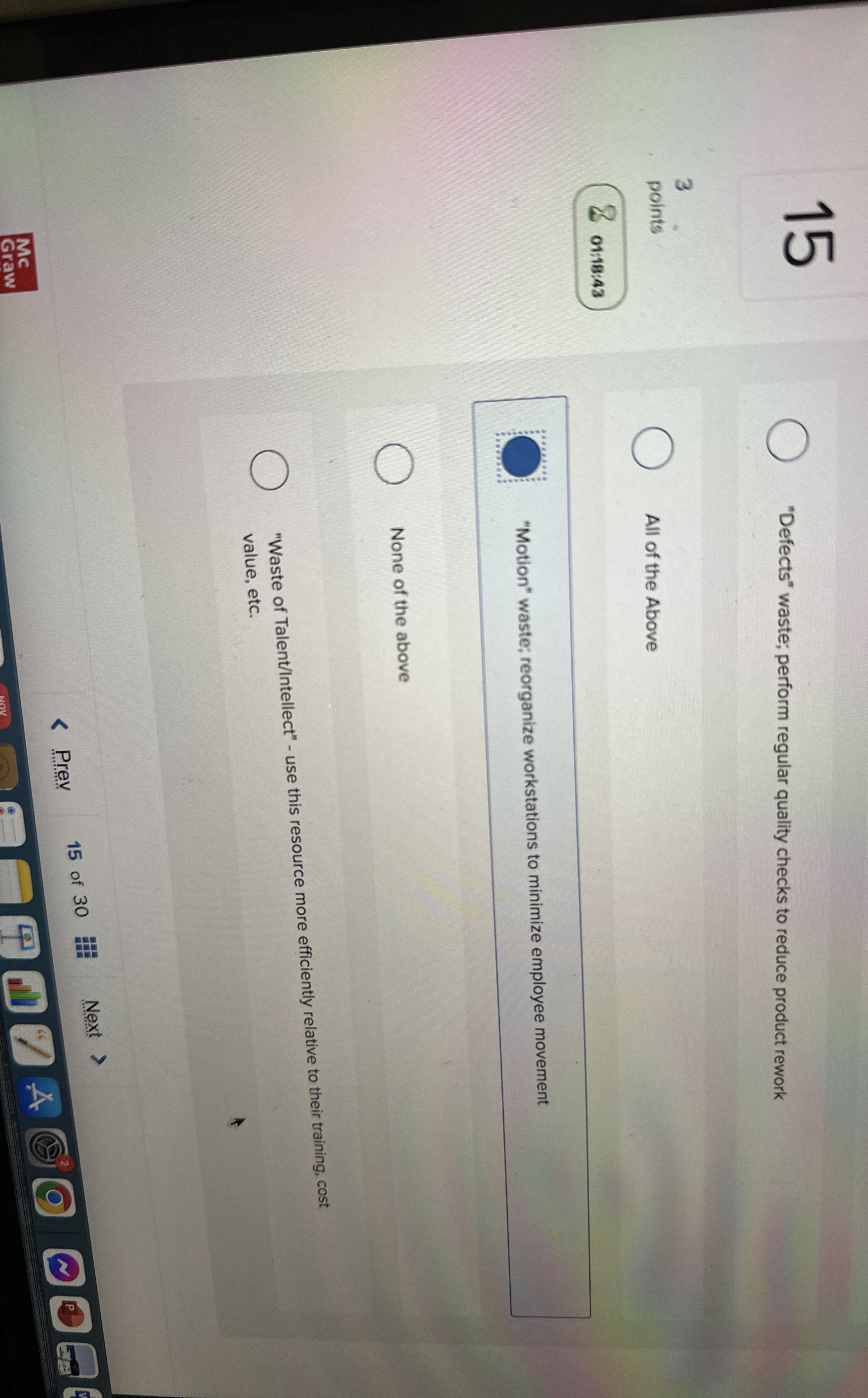  15 3 points 01:19:06 In a food processing facility, a supervisor