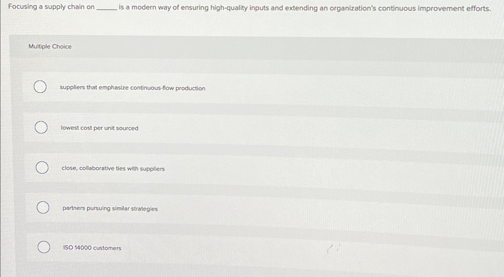  Focusing a supply chain on q, is a modern way of