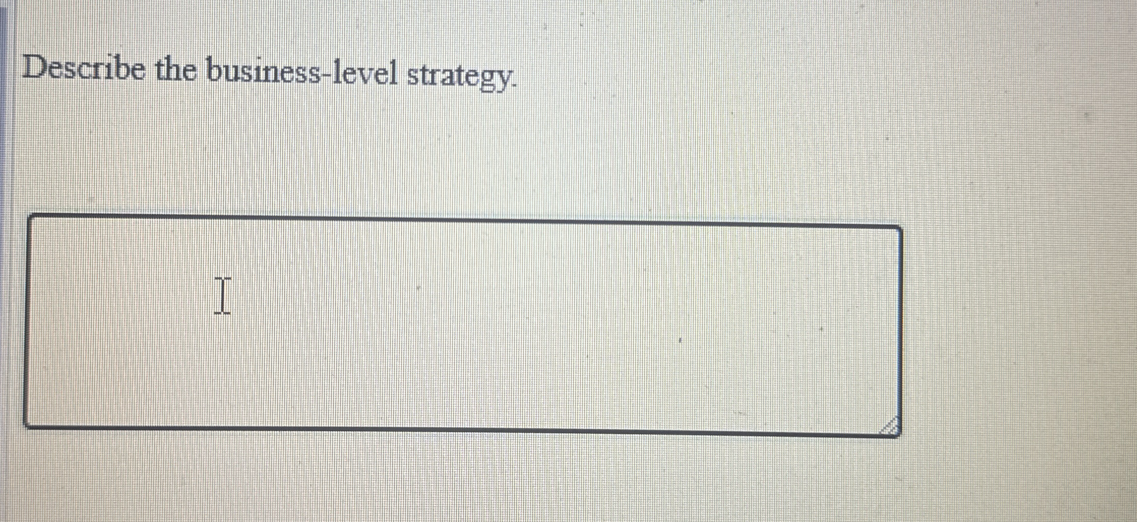  Describe the business-level strategy. 
