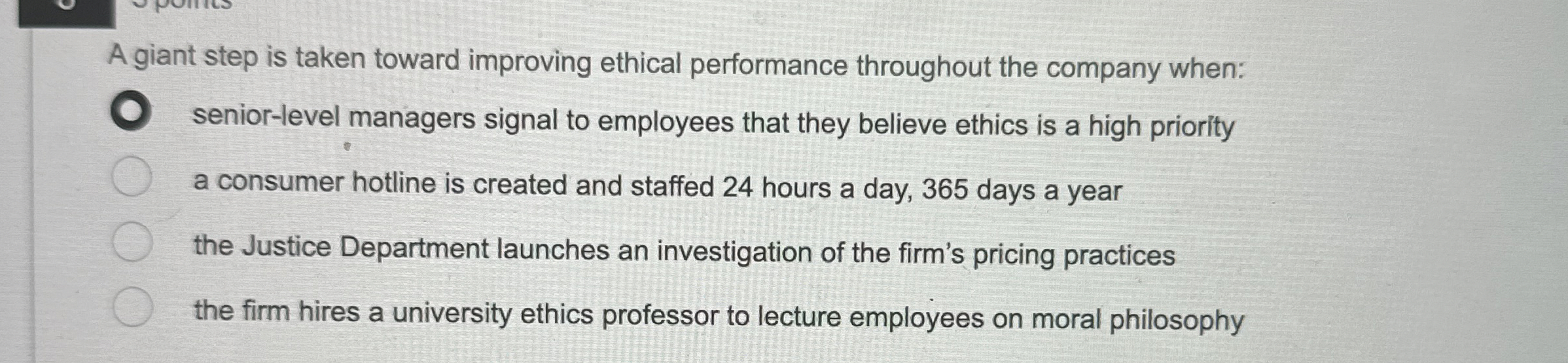  A giant step is taken toward improving ethical performance throughout the