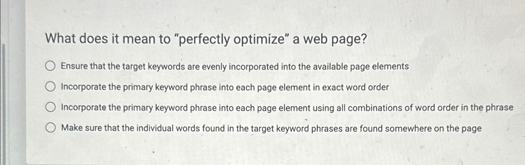  What does it mean to "perfectly optimize" a web page? Ensure