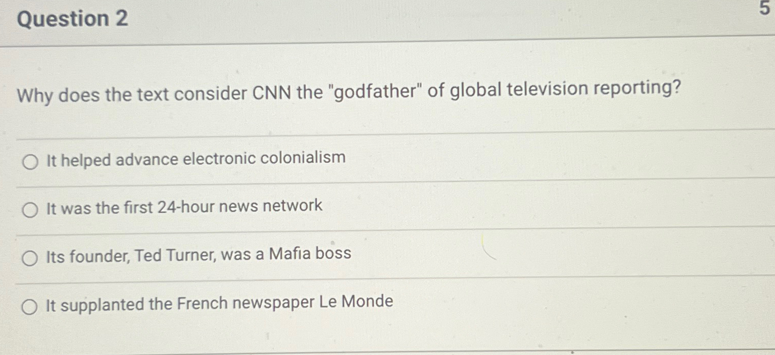  Question 2 Why does the text consider CNN the "godfather" of