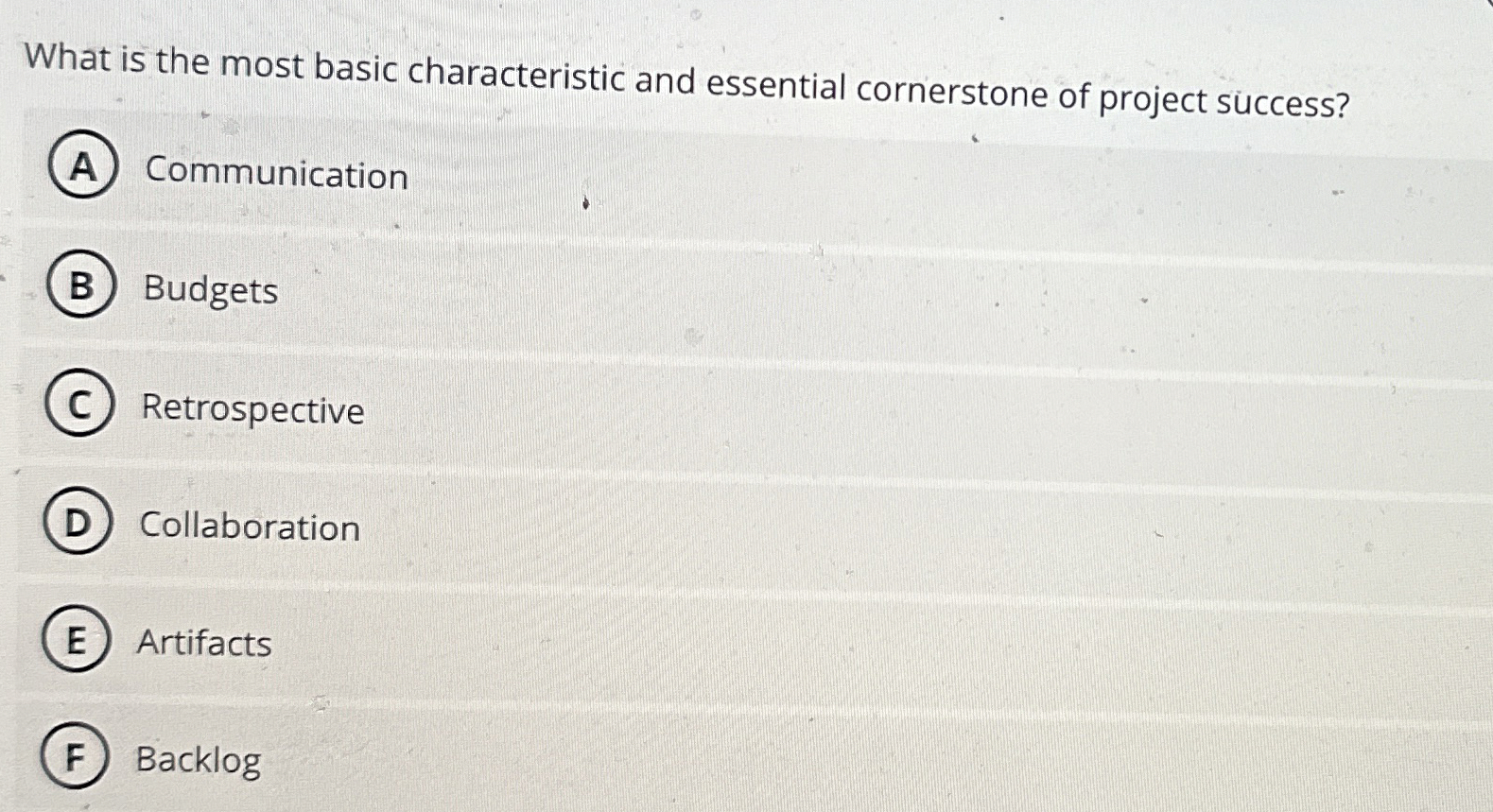  What is the most basic characteristic and essential cornerstone of project