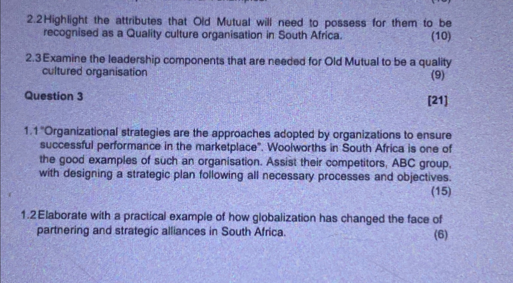  2.2 Highlight the attributes that Old Mutual will need to possess