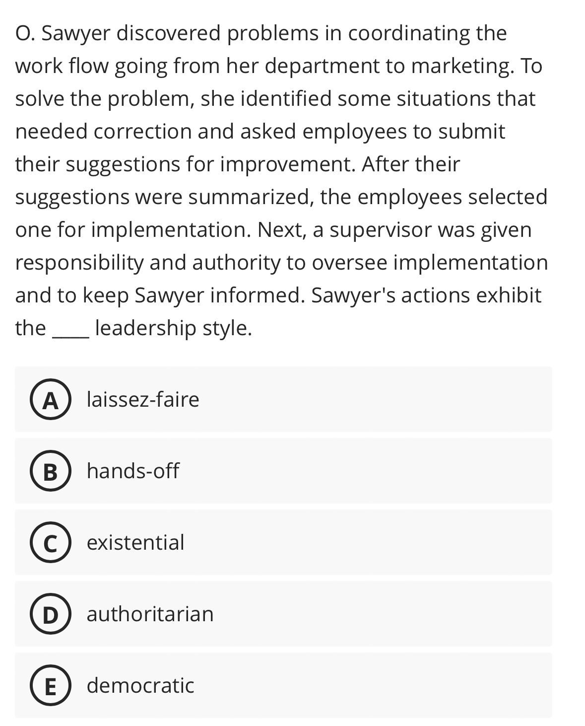  O. Sawyer discovered problems in coordinating the work flow going from