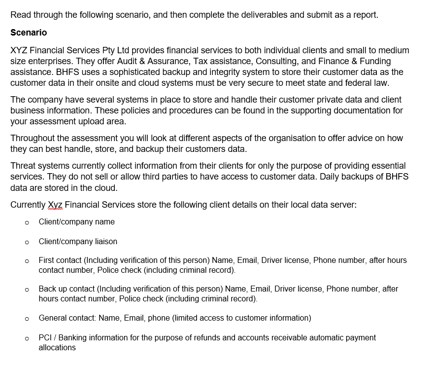 privacy impact assessment against the APP. They have asked you to review