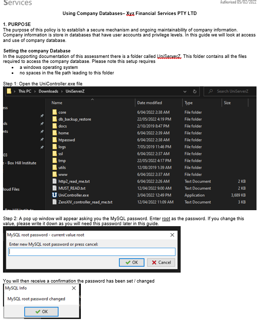 recommending these changes Suggested headings for report: Report Date Student Name Organisation