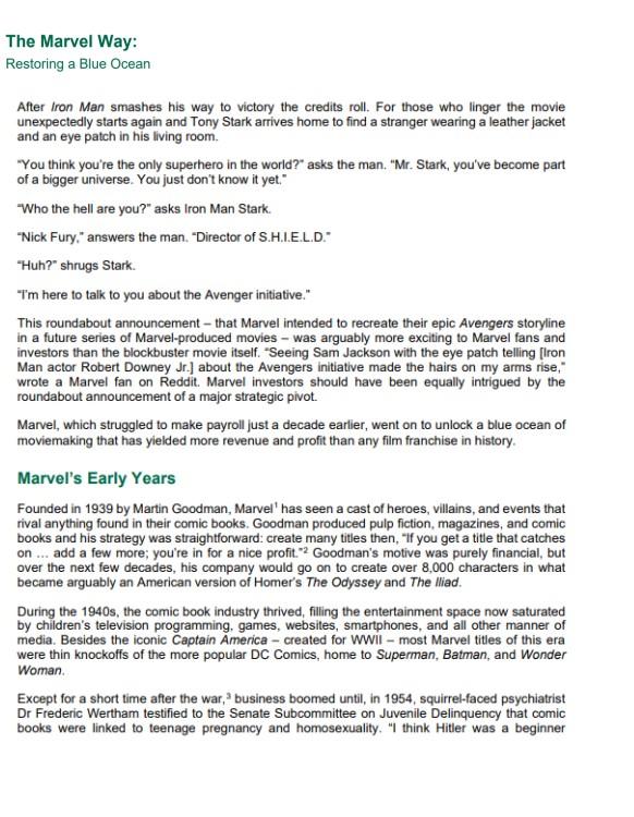 1. Apply the ERRC(Eliminate, Reduce, Raise, Create) framework to Marvel Studios and