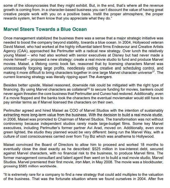 x-axis item, how Marvel differs from Hollywood, and why Marvel made each